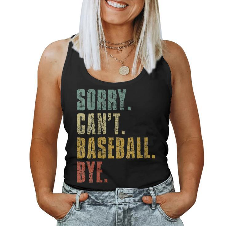 Womens Sorry Cant Baseball Bye Funny Vintage Retro Distressed Gift  Women Tank Top Basic Casual Daily Weekend Graphic