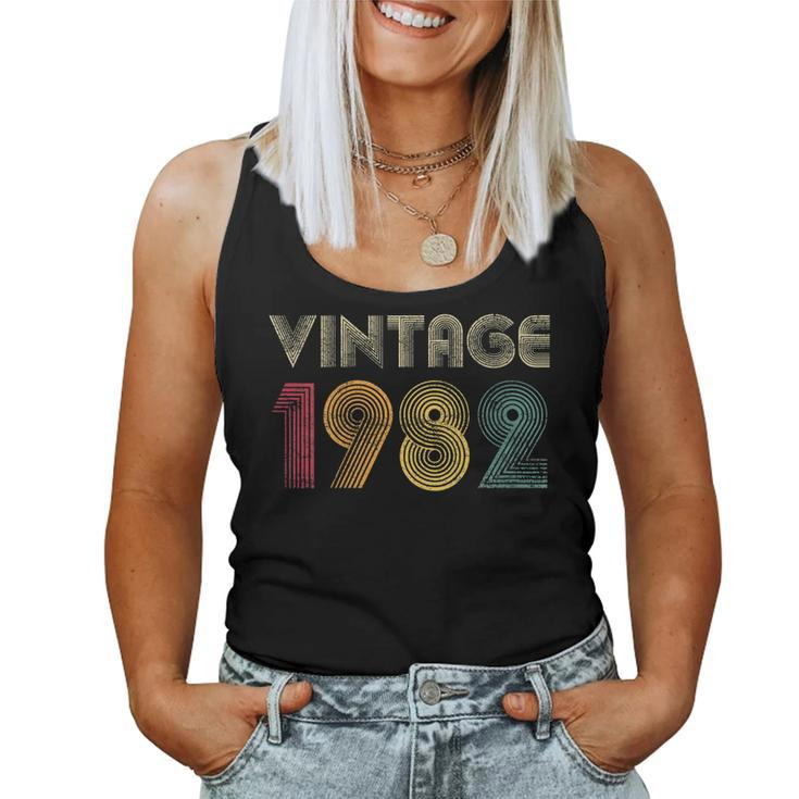 Womens Vintage 1982 40Th Birthday Gift Retro  40 Years Old  Women Tank Top Basic Casual Daily Weekend Graphic