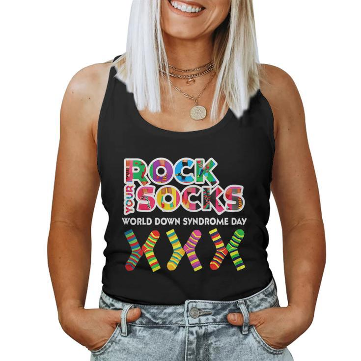 Womens World Down Syndrome Day Rock Your Socks Awareness  Women Tank Top Basic Casual Daily Weekend Graphic