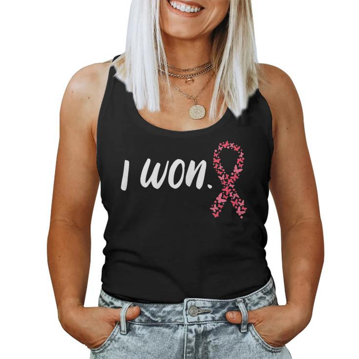 Womens I Won Breast Cancer Awareness Support Pink Ribbon Survivor Women Tank Top