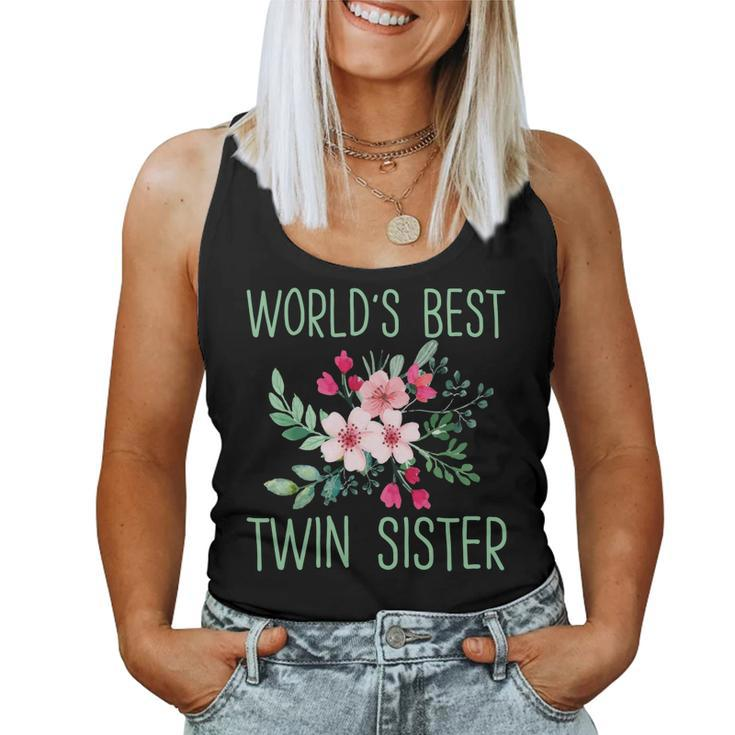 Worlds Best Twin Sister Floral Bouquet Sister Women Tank Top