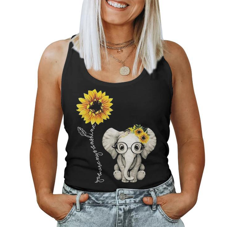 You Are My Sunshine Hippie Sunflower Elephant Gift Friend Women Tank Top Basic Casual Daily Weekend Graphic