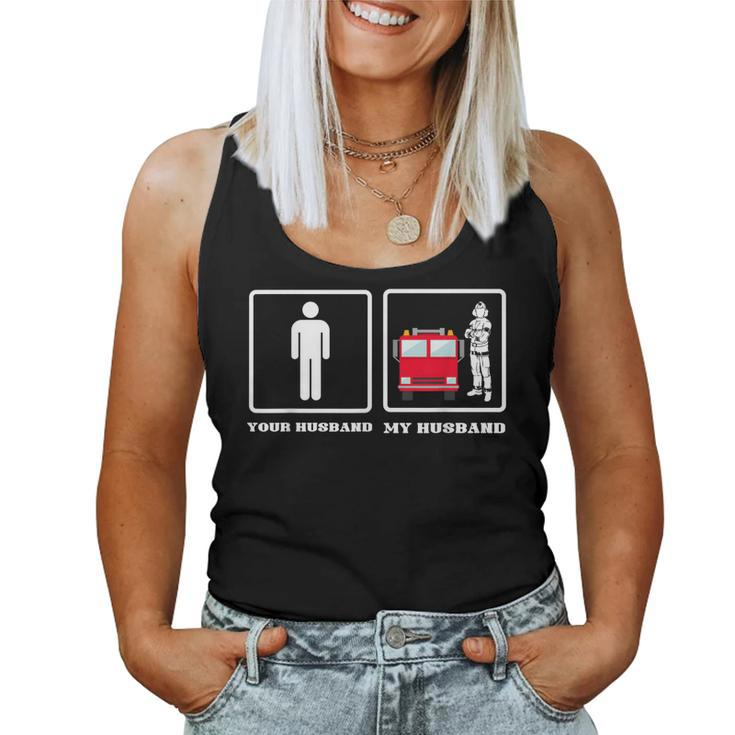 Your Husband My Husband Firefighter Thin Red Line Wife Gift  Women Tank Top Basic Casual Daily Weekend Graphic