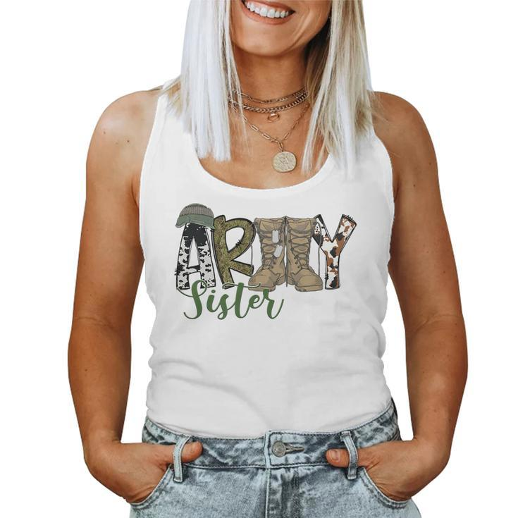 Army Sister Western Army Boots Sister Gift Veterans Day   Women Tank Top Basic Casual Daily Weekend Graphic