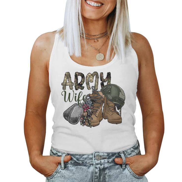 Army Wife Western Cowhide Army Boots Wife Gift Veterans Day   Women Tank Top Basic Casual Daily Weekend Graphic
