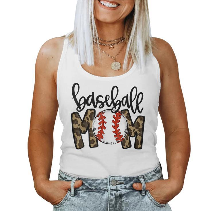 Baseball Mom Leopard Game Day Vibes T Ball Mom Women Tank Top