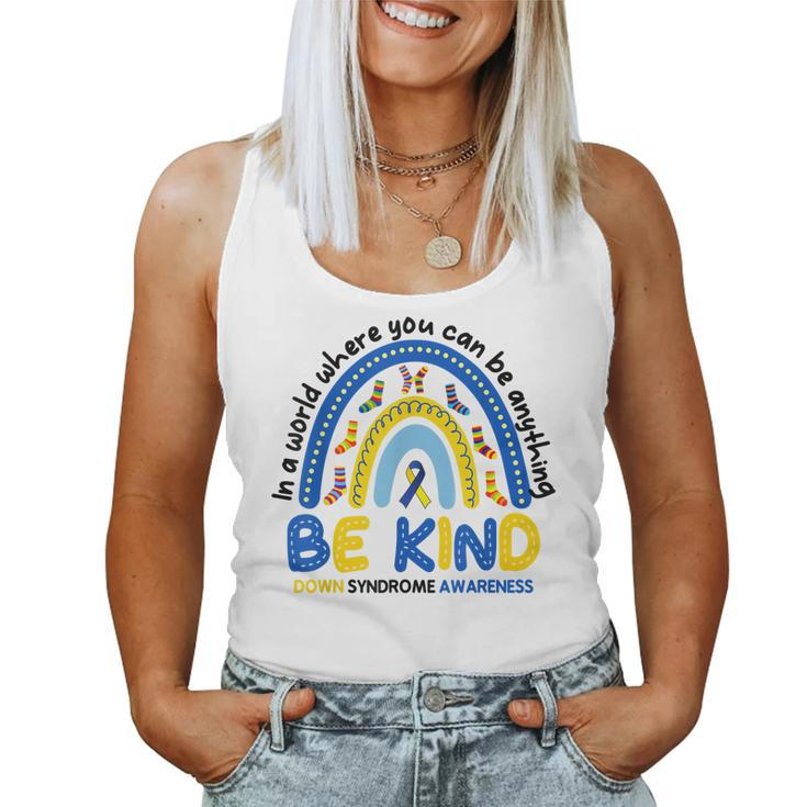 Be Kind Rainbow World Down Syndrome Awareness Women Tank Top Basic Casual Daily Weekend Graphic