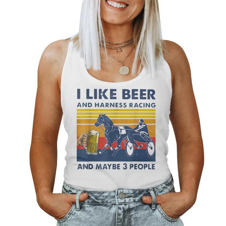 I Like Beer And Harness Racing Horse Vintage Retro Women Tank Top