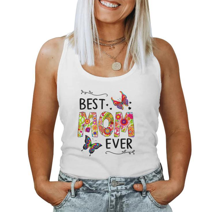 Best Mom Ever Colored Butterfly Patterns Women Tank Top
