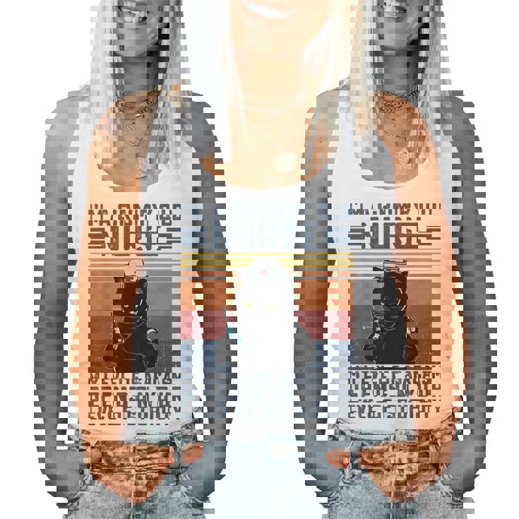 Black Cat Im A Grumpy Old Nurse My Level Of Sarcasm Nursing Women Tank Top