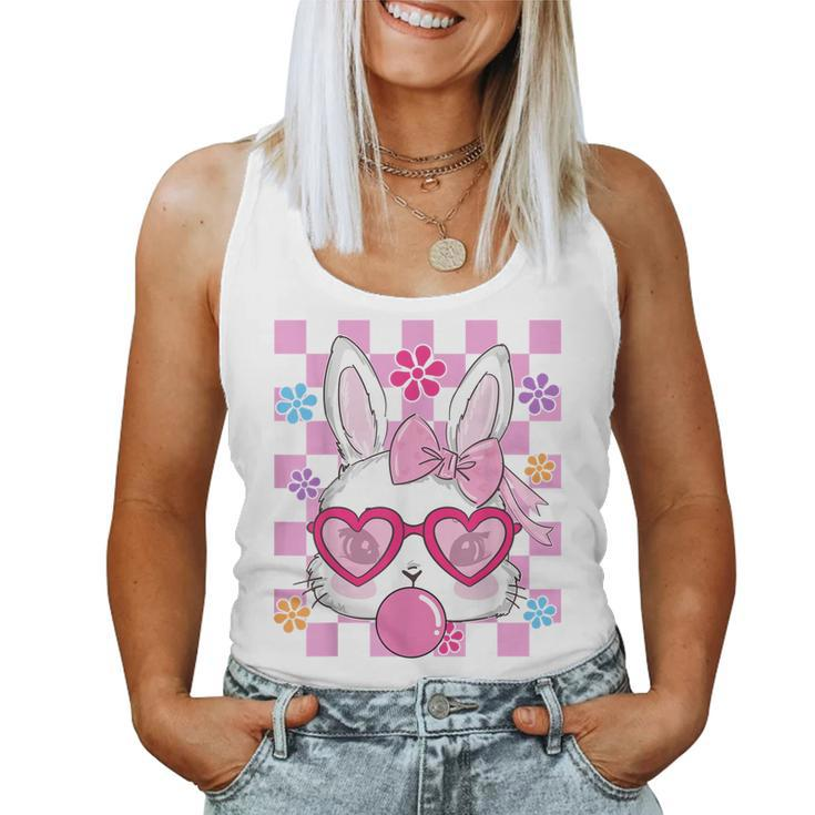 Bunny Outfit For Women Girls Kids Groovy Bunny Face Easter Women Tank Top
