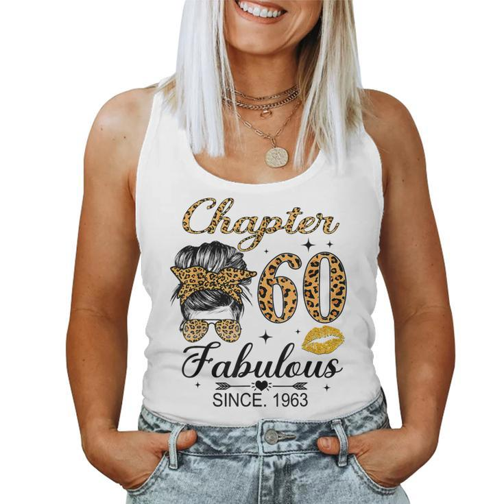 Chapter 60 Fabulous Since 1963 60Th Birthday Messy Bun  Women Tank Top Basic Casual Daily Weekend Graphic