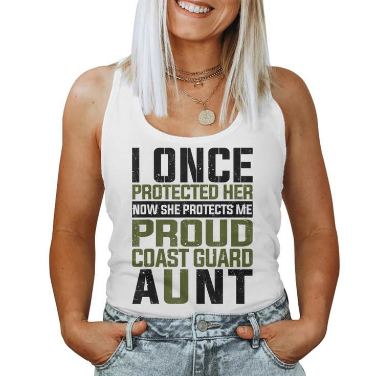 Coast Guard Aunt Now She Protects Me Proud Coast Guard Aunt  Women Tank Top Basic Casual Daily Weekend Graphic