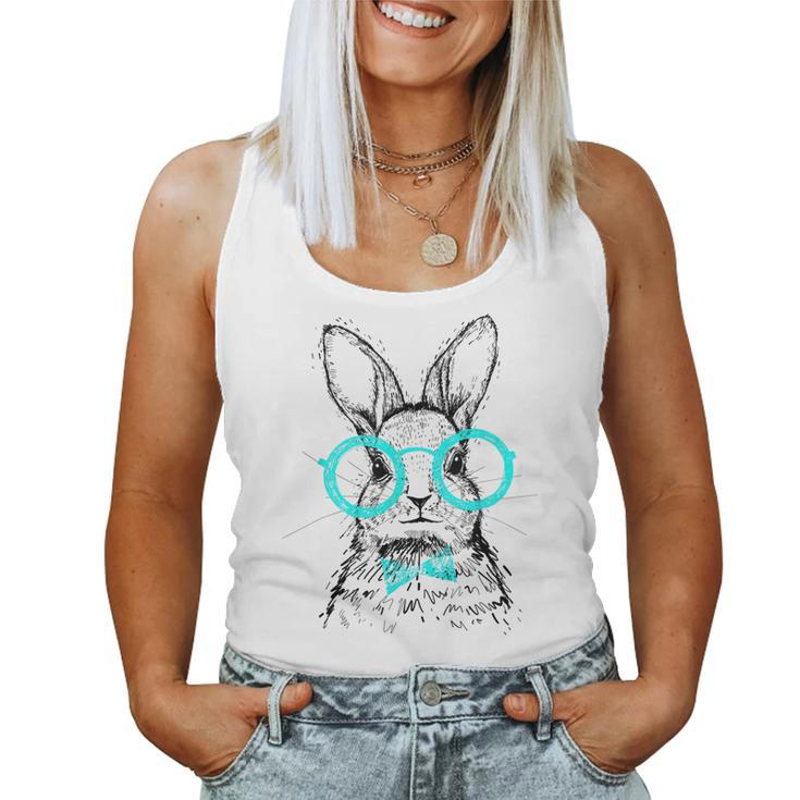 Cute Bunny With Glasses Hipster Stylish Rabbit Women Women Tank Top