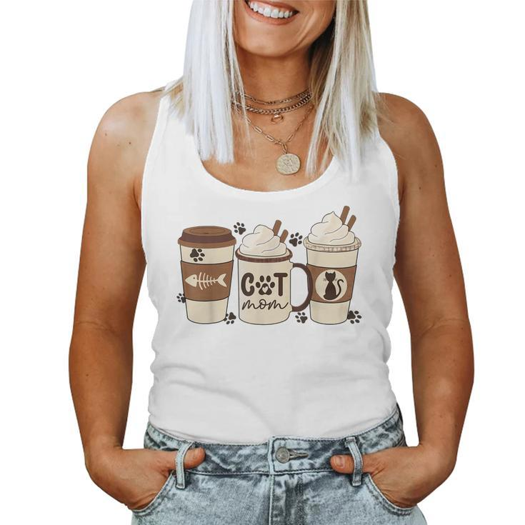 Cute Kitty  Cats Coffee Funny Cat Mom Gifts  Women Tank Top Basic Casual Daily Weekend Graphic