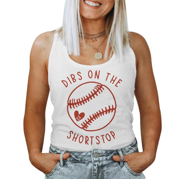 Dibs On The Shortstop Funny Baseball Wife Husband Love  Women Tank Top Basic Casual Daily Weekend Graphic