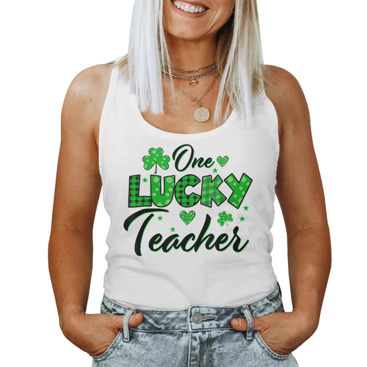 Funny Shamrock One Lucky Teacher St Patricks Day School  V2 Women Tank Top Basic Casual Daily Weekend Graphic
