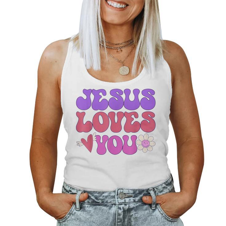 Groovy Christian Jesus Loves You 70S Hippie Women Tank Top