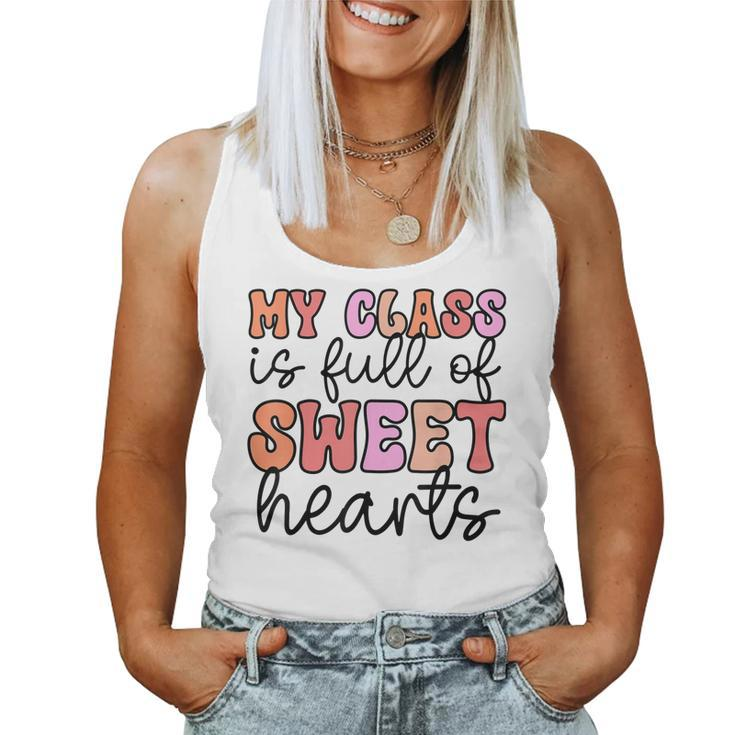 Groovy Teacher Valentine Back To School 100 Days Of School  V5 Women Tank Top Basic Casual Daily Weekend Graphic