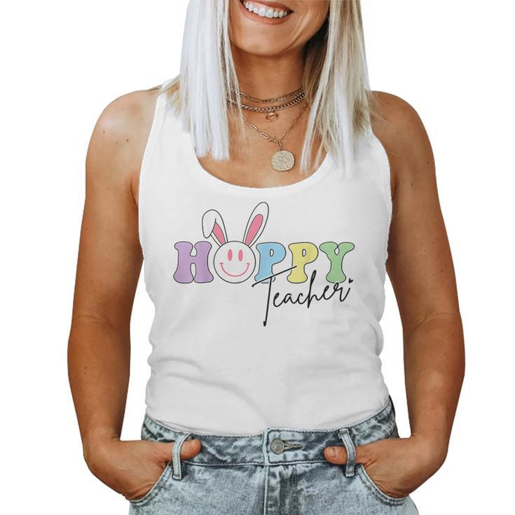 Hoppy Teacher Easter Bunny Ears With Smile Face Meme Women Tank Top