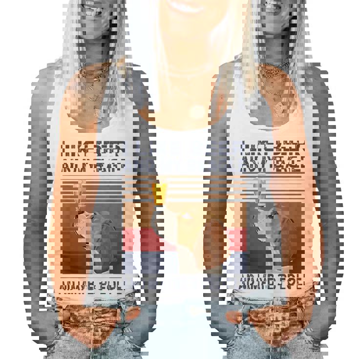 I Like Beer And My Beagle And Maybe 3 People Women Tank Top Basic Casual Daily Weekend Graphic