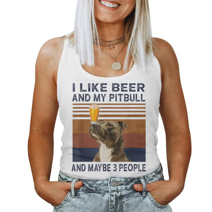 I Like Beer And My Pitbull And Maybe 3 People Women Tank Top Basic Casual Daily Weekend Graphic