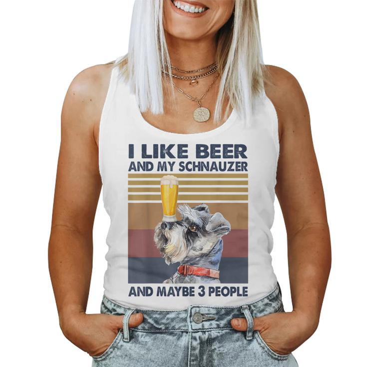 I Like Beer And My Schnauzer And Maybe 3 People Retro Style Women Tank Top Basic Casual Daily Weekend Graphic