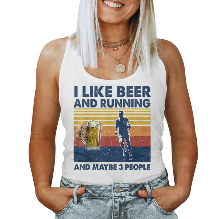 I Like Beer And Running And Maybe 3 People Vintage Women Tank Top Basic Casual Daily Weekend Graphic