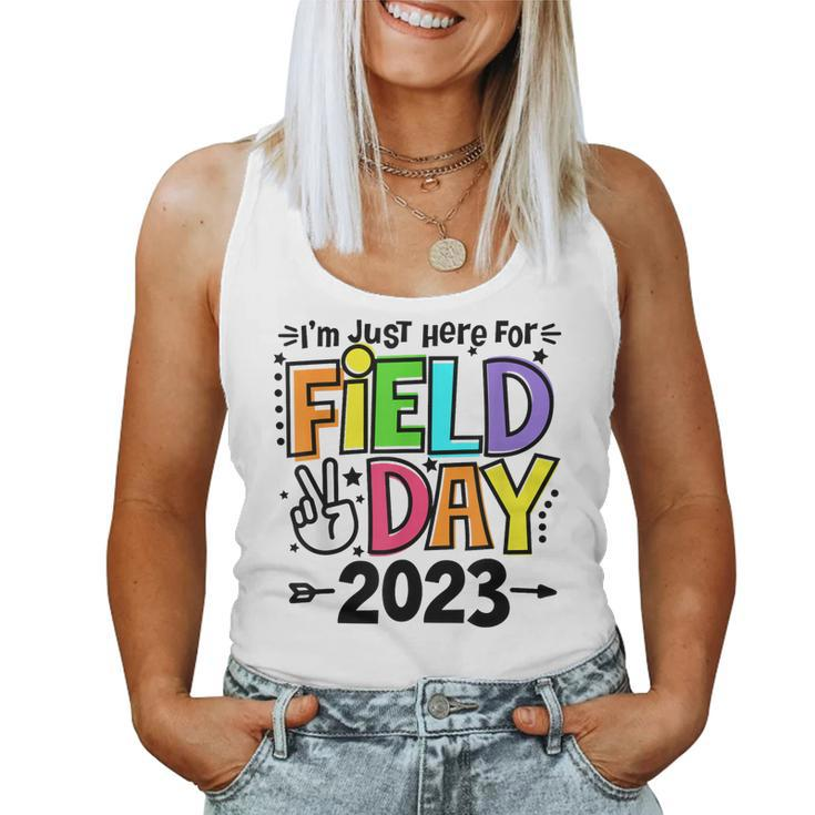 Just Here For Field Day 2023 Peace Sign Teacher Students Women Tank Top