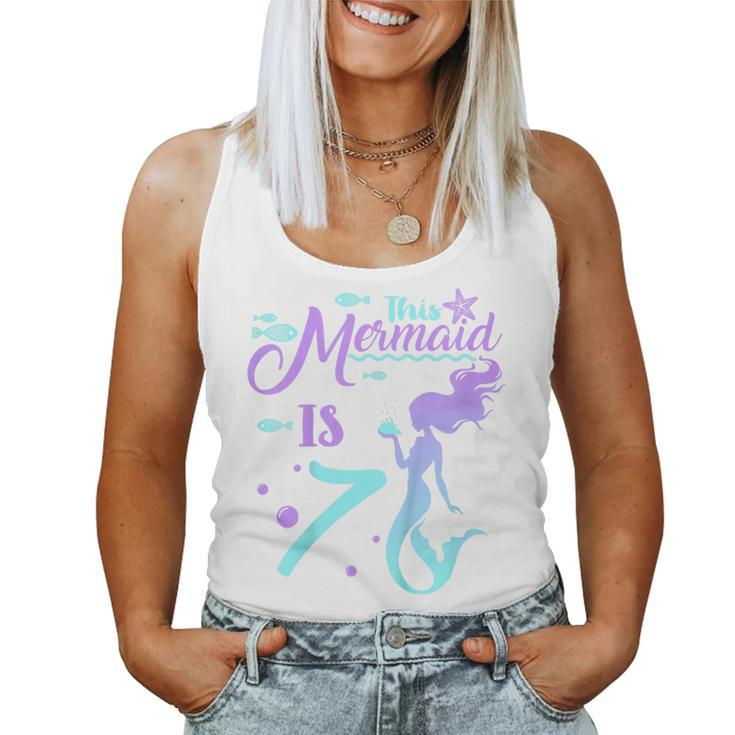 Kids 7 Years Old 7Th Birthday Mermaid Shirt Girl Daughter Pa Women Tank Top