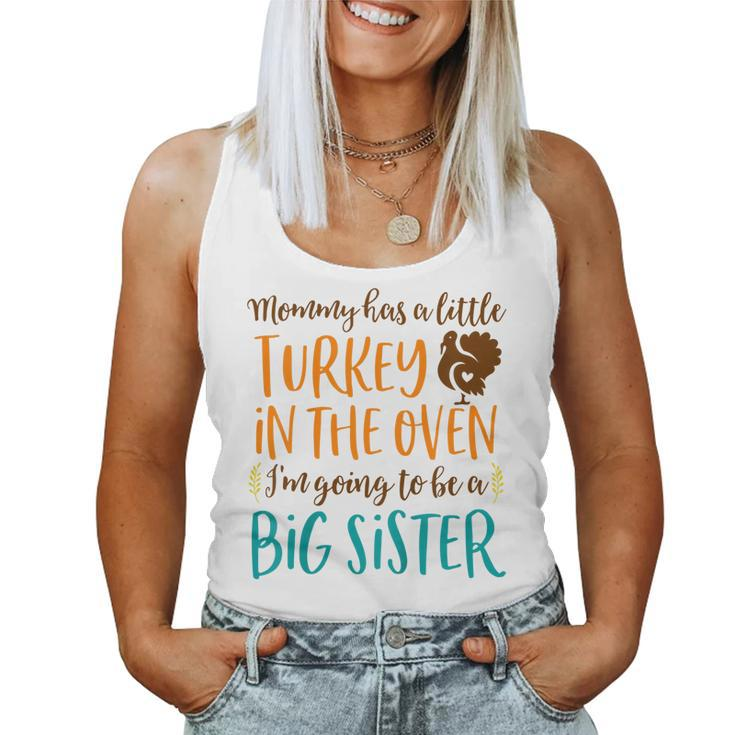 Kids Big Sister Thanksgiving Pregnancy Announcement Fall Women Tank Top
