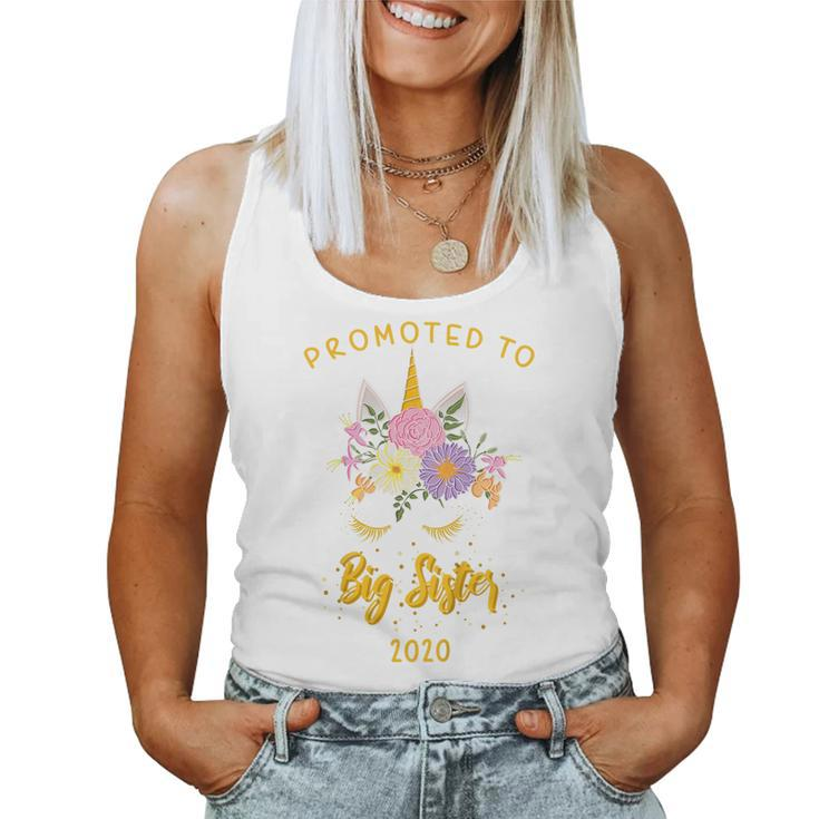 Kids Promoted To Big Sister 2020 Unicorn Face Women Tank Top