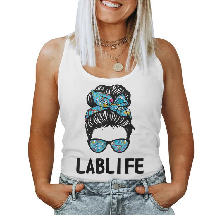 Lab-Life Women Bandana Messy Bun Sunglasses Laboratory Women Tank Top