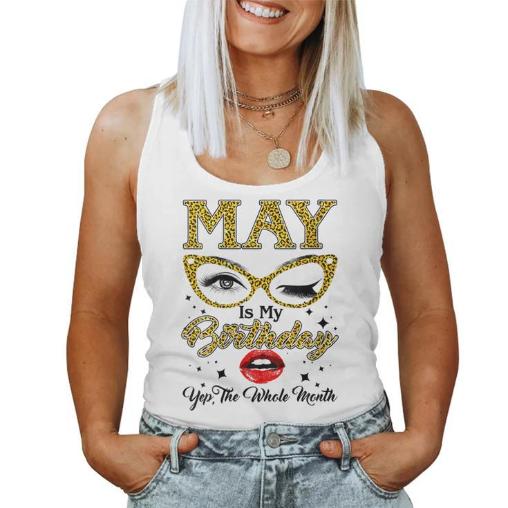 Womens May Is My Birthday Yep The Whole Month Leopard Women Tank Top