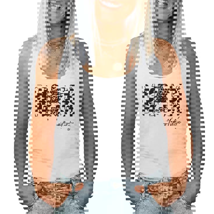 Mom Life Cow Messy Bun Hair Bandana Glasses Mommy Girl Women Tank Top