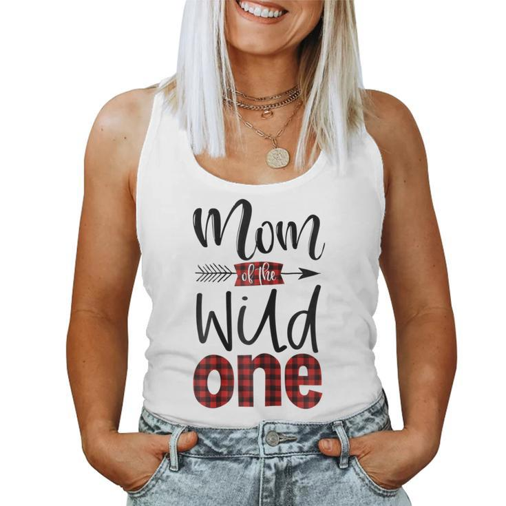 Womens Mom Of The Wild One Shirt Plaid Lumberjack 1St Birthday Tee Women Tank Top