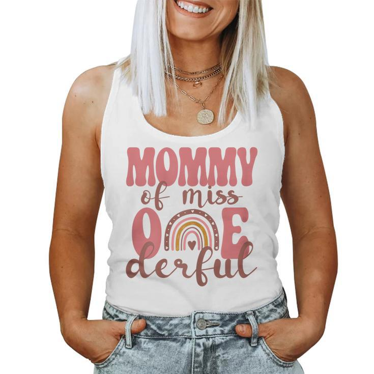 Womens Mommy Of Little Miss Onederful 1St Bday Boho Rainbow Women Tank Top