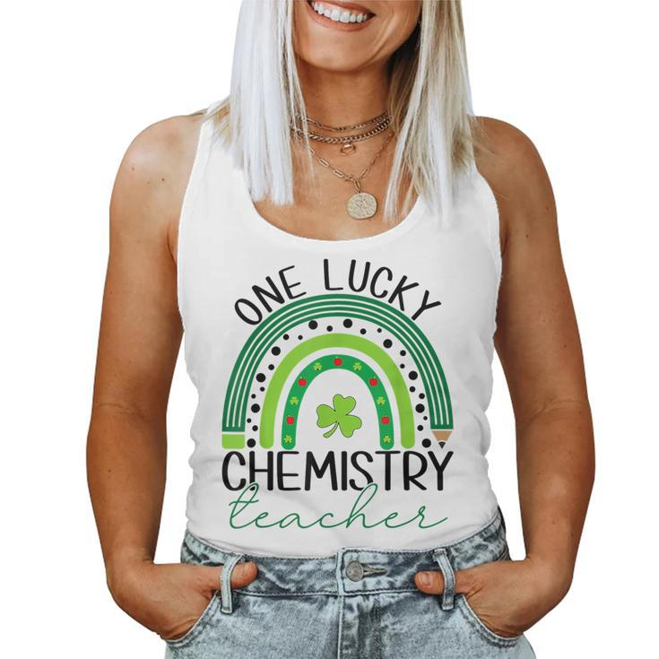 One Lucky Chemistry Teacher St Patricks Day Teacher Rainbow  Women Tank Top Basic Casual Daily Weekend Graphic