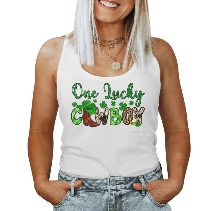 One Lucky Cowboy Shamrock Rodeo Horse St Patricks Day  Women Tank Top Basic Casual Daily Weekend Graphic