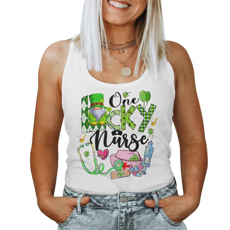 One Lucky Nurse Cute Gnome Shamrock St Patricks Day  Women Tank Top Basic Casual Daily Weekend Graphic