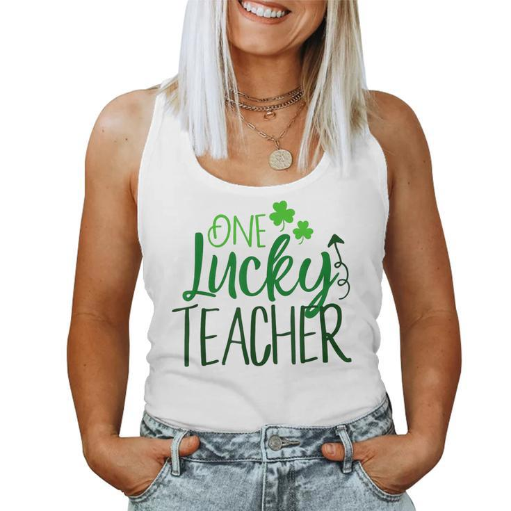 One Lucky Teacher Cute Educator St Patricks Day Shamrock  Women Tank Top Basic Casual Daily Weekend Graphic