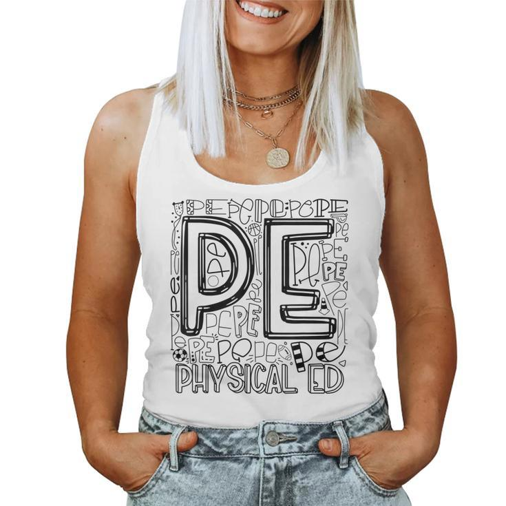 Pe Physical Education Typography Teacher Back To School Cool  Women Tank Top Basic Casual Daily Weekend Graphic