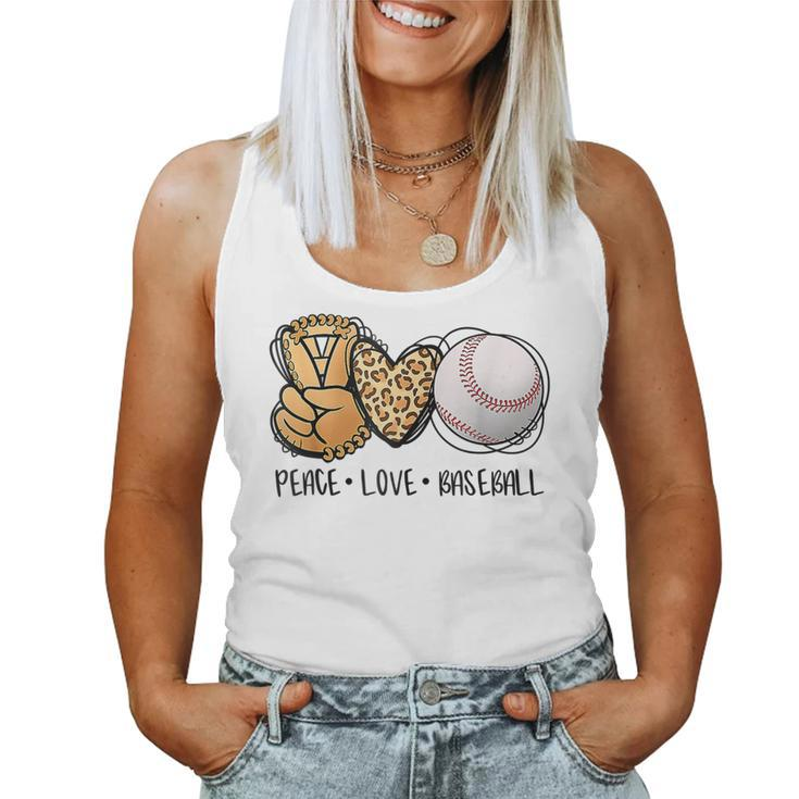 Peace Love Baseball Mom Leopard Print Cheetah Pattern Women Tank Top