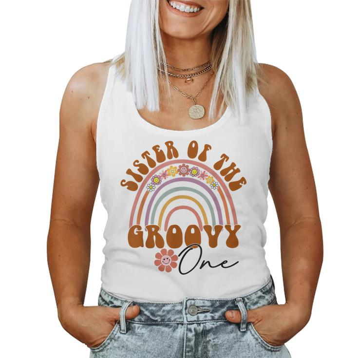 Sister Of The Groovy One Matching Family 1St Birthday Party Women Tank Top