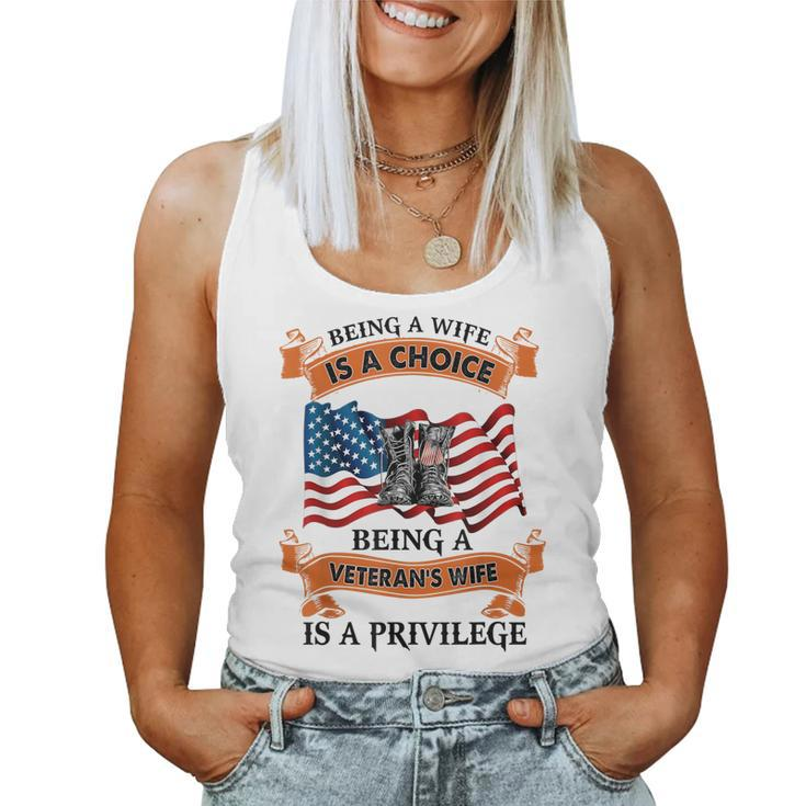 Veteran Wife Privilege Veterans Day Gift  Women Tank Top Basic Casual Daily Weekend Graphic