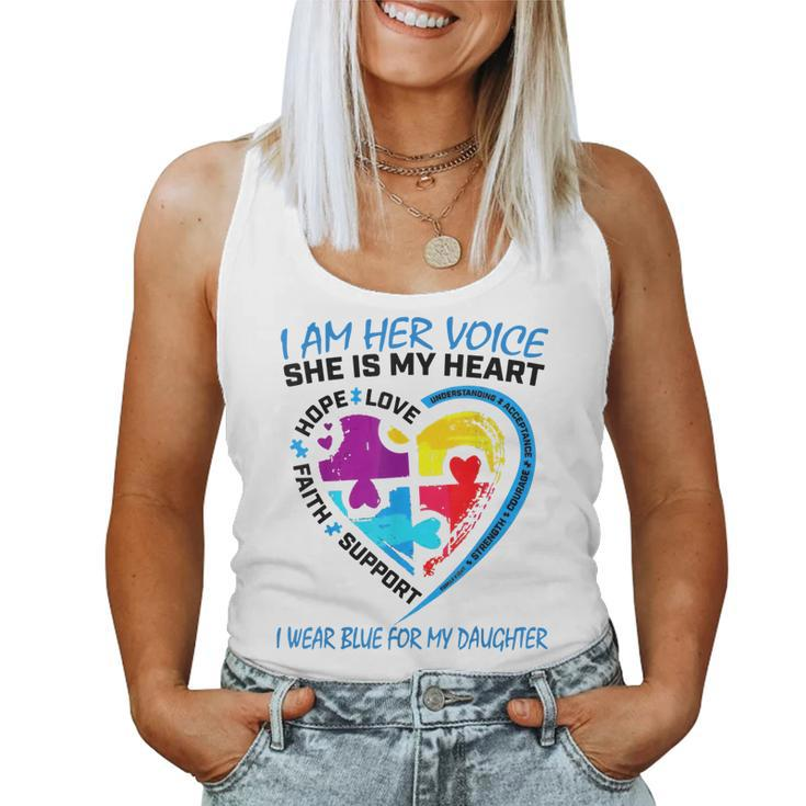 I Am Her Voice She Is My Heart Autism Mom Autistic Daughter Women Tank Top