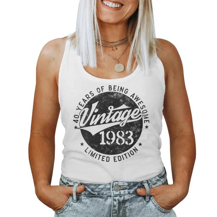 Womens 40 Years Old Vintage 1983 40Th Birthday Decoration Men Women  Women Tank Top Basic Casual Daily Weekend Graphic