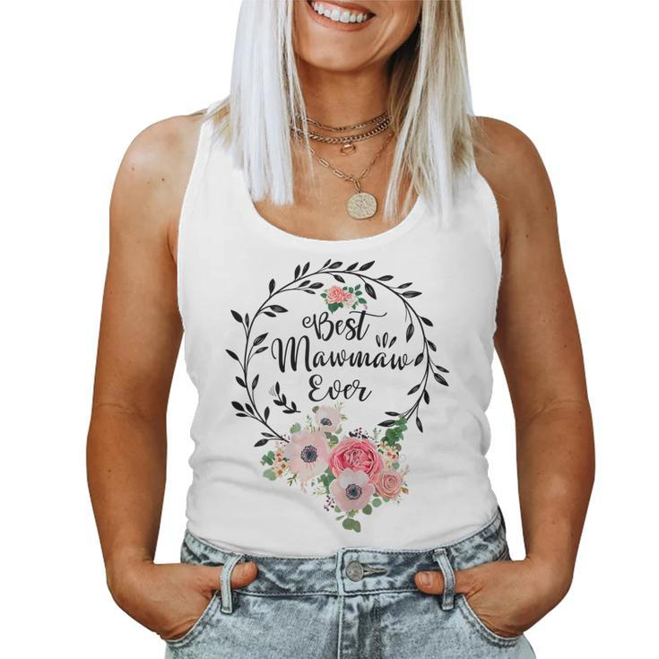 Womens Best Mawmaw Ever Floral Decoration Grandma  Women Tank Top Basic Casual Daily Weekend Graphic