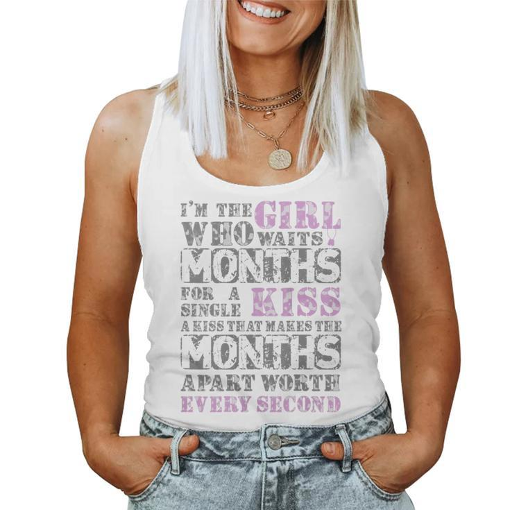Womens Girl Who Waits Months | Military Girlfriend Apparel Women Tank Top Basic Casual Daily Weekend Graphic