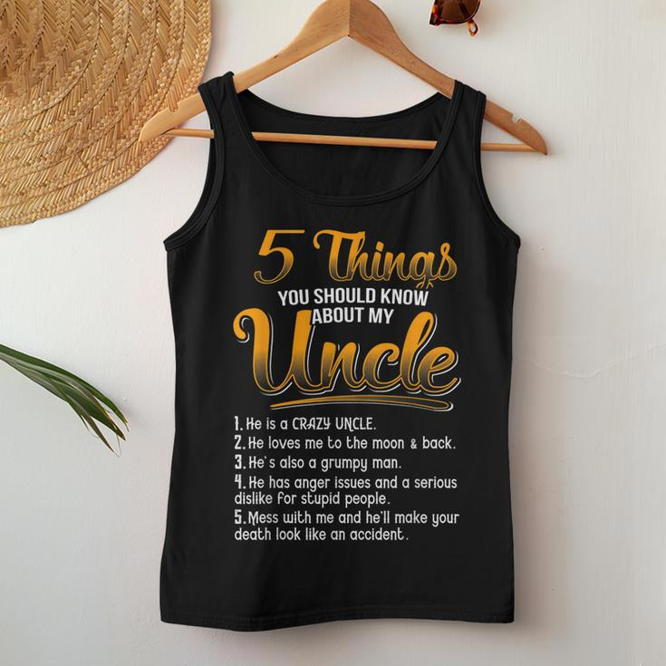 5 Things You Should Know About My Uncle Funny Christmas Gift Women Tank Top Basic Casual Daily Weekend Graphic Funny Gifts